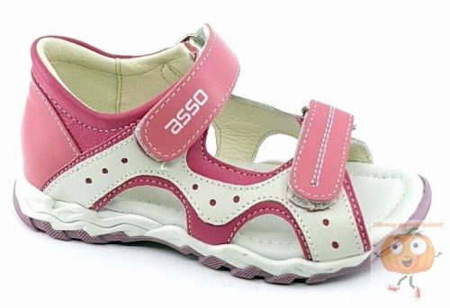 Asso szandál két tépőzáras, pink-fehér 28