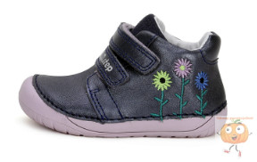 D.D.Step lány cipő BAREFOOT 070-42771 kék-rózsa,  virág mintával 24