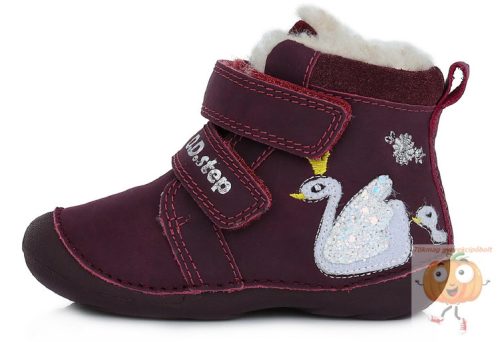 D.D.Step lány téli cipő W015-341 bordó, hattyú mintával 23