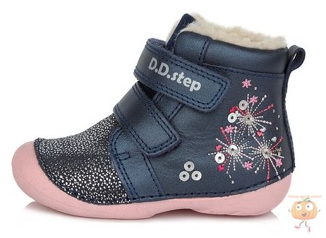 D.D step téli bélelt cipő 015-435 kék-rózsa 22