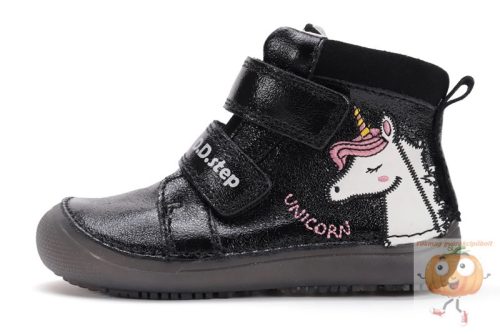 D.D.Step fekete Barefoot cipő 063-52815 , unikornis mintával 28