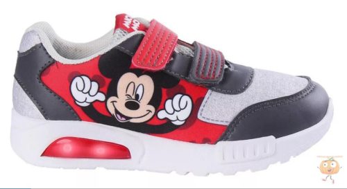 Disney Miki egér LED világító,villogó utcai cipő, szürke-piros 29