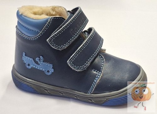 Florens  Flo-910 műszőrmével bélelt téli bőr cipő ,kék, dzsip mintával 24