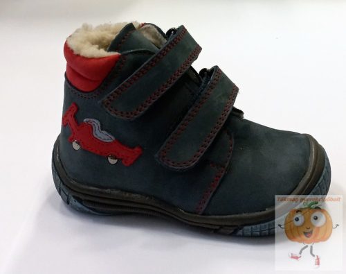 Florens műszőrmével bélelt téli nubukbőr cipő kék-piros 21
