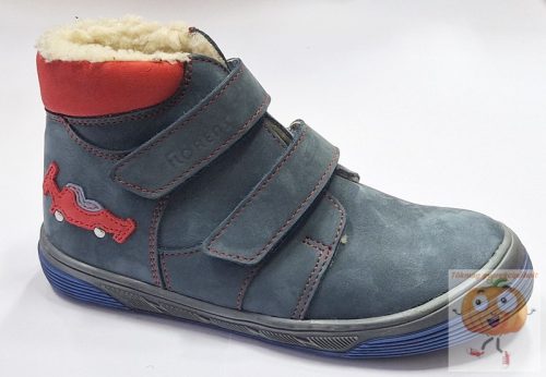 Florens műszőrmével bélelt téli nubukbőr cipő kék-piros 32