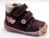 Florens műszőrmével bélelt téli nubukbőr cipő Flo-910 padlizsán, szívecske mintával 29