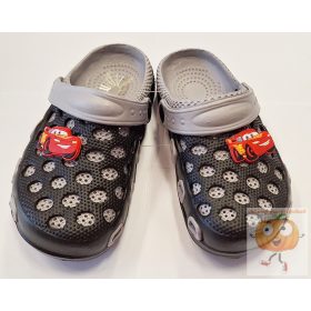 Gyerek fiú klumpa, papucs szürke,  autó mintával 30