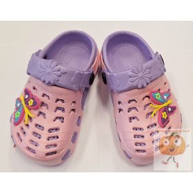   Gyerek lány klumpa, papucs lila-rózsa, pillangó mintával 24