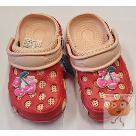   Gyerek lány klumpa, papucs piros-rózsa, cseresznye mintával 28