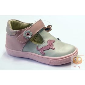 Linea lány szandálcipő, beige-rózsa, kutya mintával 24