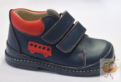 Salus F-68 supinált cipő,prémium flexi, kék-piros, busz mintával 28