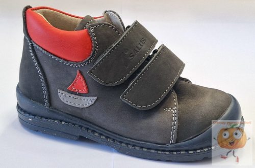Salus F-68 supinált cipő,prémium flexi, szürke-piros, hajó mintával 25