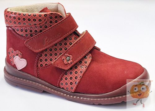 Salus F-90 Flexi supinált tavaszi-őszi cipő, bordó, szívecske mintával 32