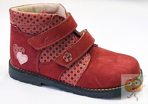 Salus F-90 supinált tavaszi-őszi cipő, bordó, szívecske mintával 35