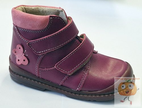 Salus F-90 Flexi supinált tavaszi-őszi cipő, sötétpink ,lepke mintával 25