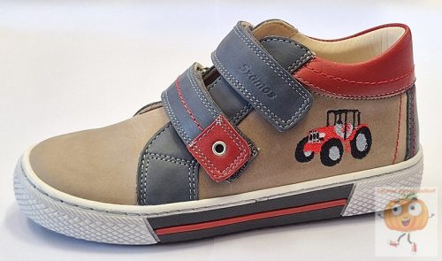 Szamos sportos félcipő,  beige-piros, traktor mintával 32