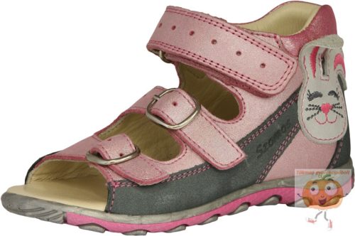 Szamos lány szandál,2 csat+1tépőzárral 4387-40193, pink-szürke 31