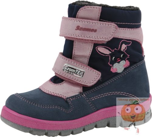 Szamos Tex vízálló téli lány csizma 1945-67127 kék-rózsa nyuszi 29