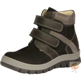   Szamos magas szárú bőr fiú cipő,fekete+ cserélhető téli talpbéléssel 38  