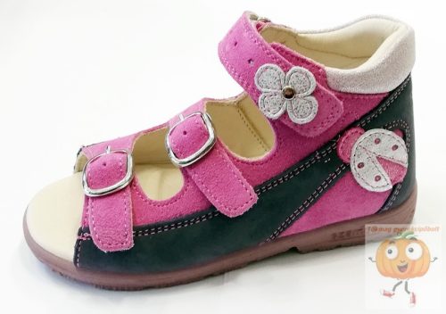 Szamos supinált lány szandál lila-pink, katica mintával 35