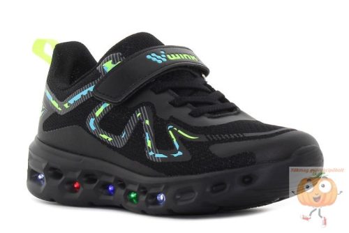 Wink LED világító,villogó utcai cipő,fekete sportcipő 32